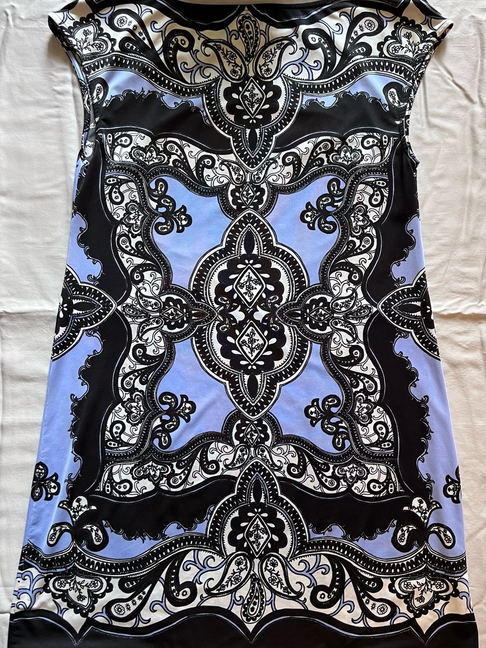 INC International Concepts Black and Periwinkle Baroque Print Dress - Picture 3 of 3